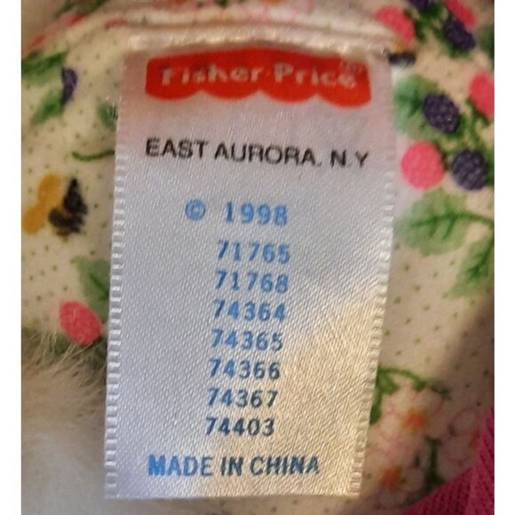 Vintage 1998 Fisher Price Stuffed Bear With Purple Dress with a flower - Picture 6 of 10